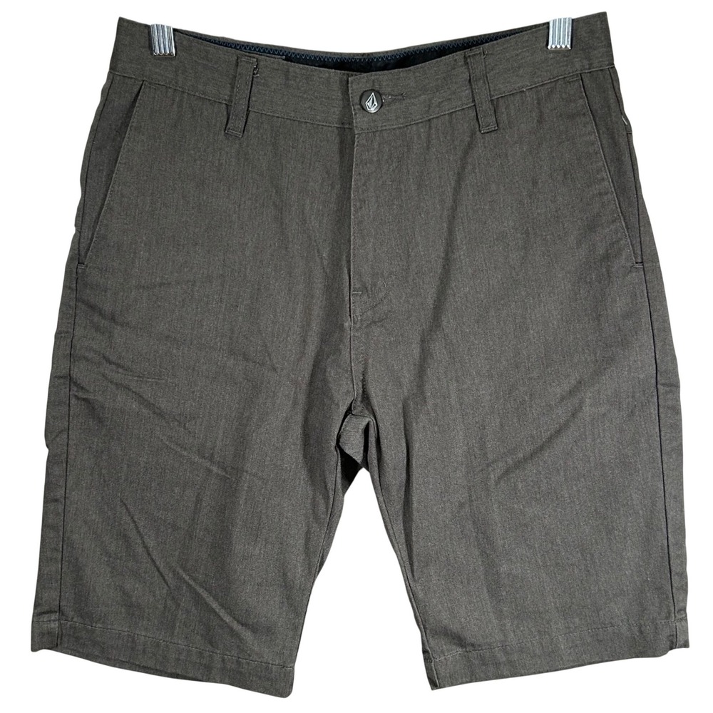 Volcom Shorts Mens 28 Charcoal Gray Chino Skater Designer Flat Front